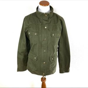 J. Crew Uncoated Downtown Field Jacket Army Green Utility Women’s‎ Sz Large